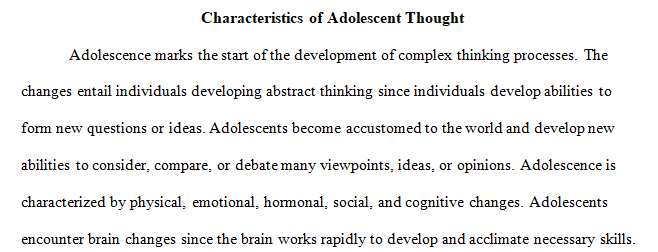 characteristics of adolescent thought