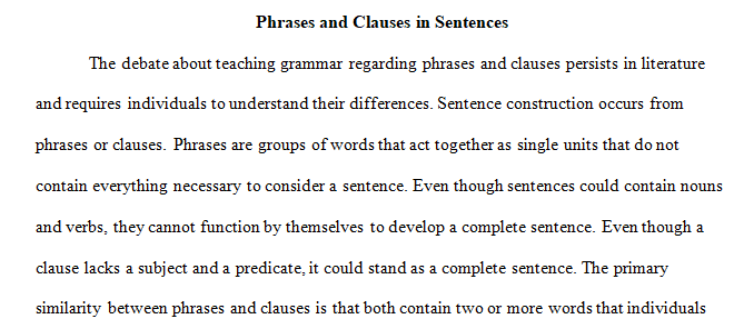 grammar clauses and grammar phrases