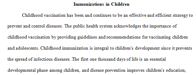 current inmunization in children